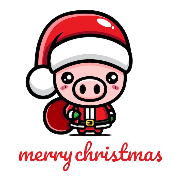 Cute pig celebrating christmas