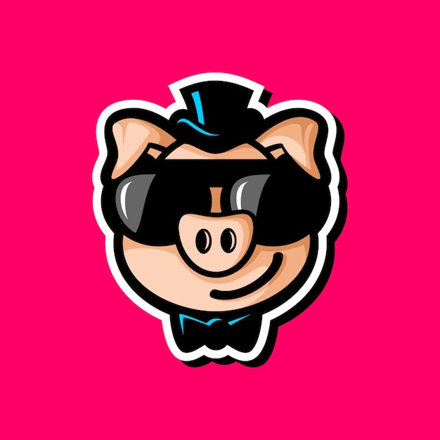 Vector cute pig character illustration vector