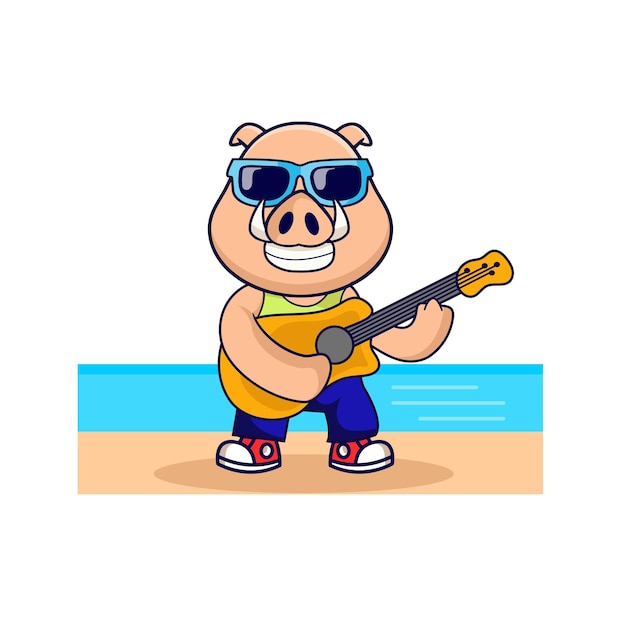 Vector cute pig character vector illustration