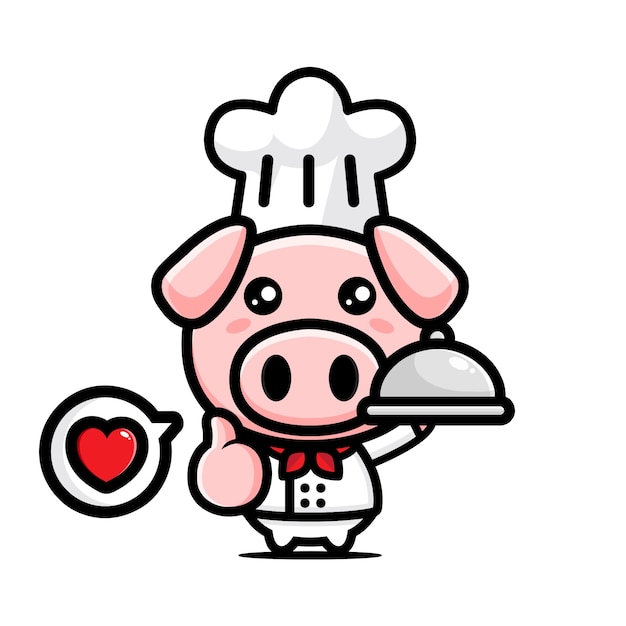 cute pig chef character design