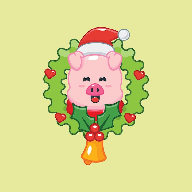 Cute pig in christmas day Cute christmas cartoon illustration