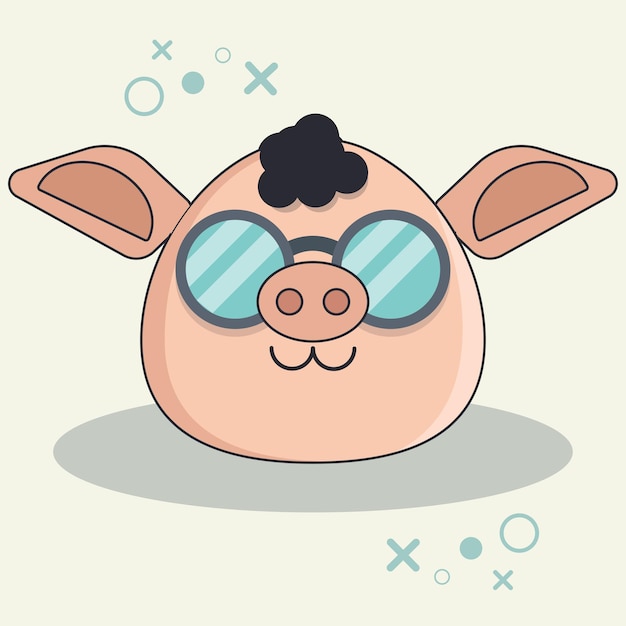 Cute pig face cartoon vector illustration t shirt design concept