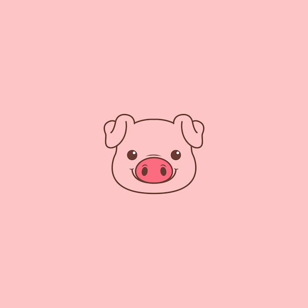 Vector cute pig face cartoon