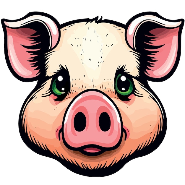 Cute pig farm animal farm mammal head