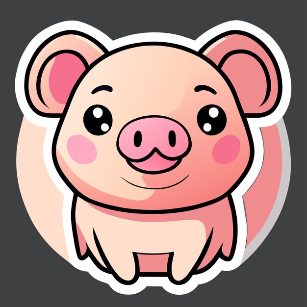 Vector cute pig hand drawn flat stylish cartoon sticker icon concept isolated illustration