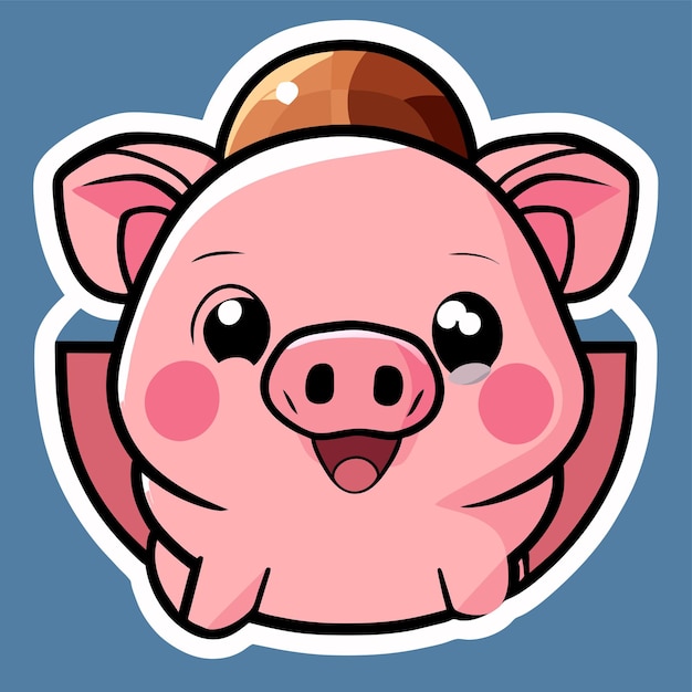 Vector cute pig hand drawn flat stylish cartoon sticker icon concept isolated illustration