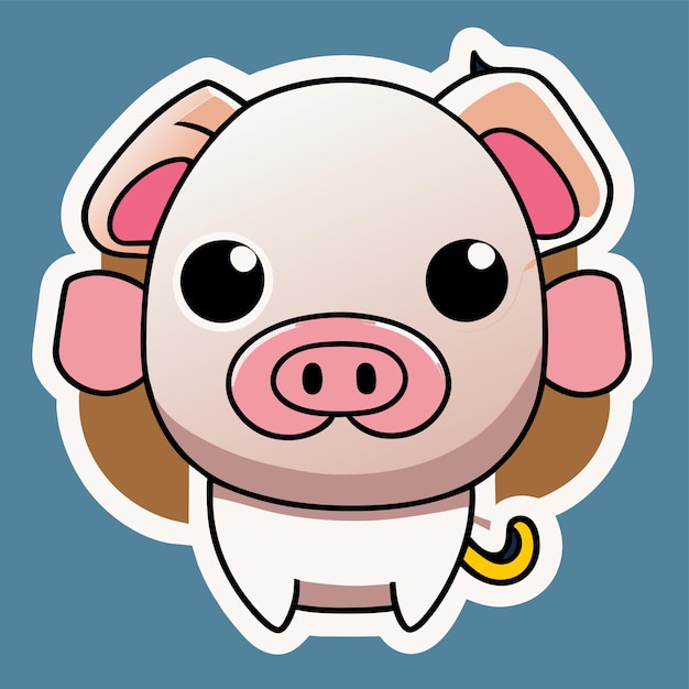 Vector cute pig hand drawn flat stylish cartoon sticker icon concept isolated illustration