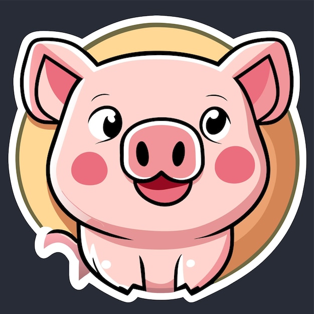 Cute pig hand drawn flat stylish cartoon sticker icon concept isolated illustration