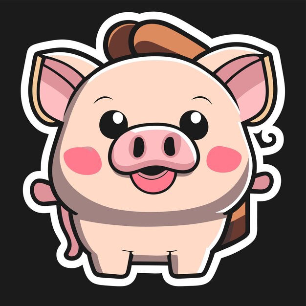 Cute pig hand drawn flat stylish cartoon sticker icon concept isolated illustration