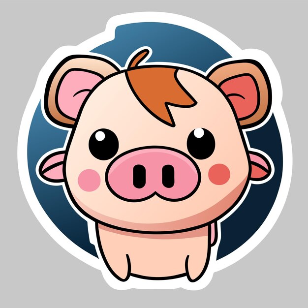 Vector cute pig hand drawn flat stylish cartoon sticker icon concept isolated illustration