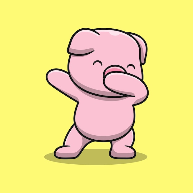 Cute pig is dancing cartoon illustration