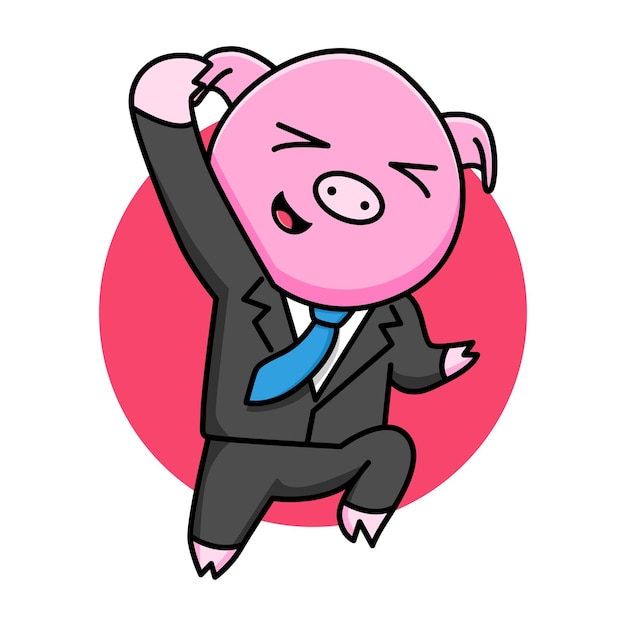 Cute pig jumping cartoon design