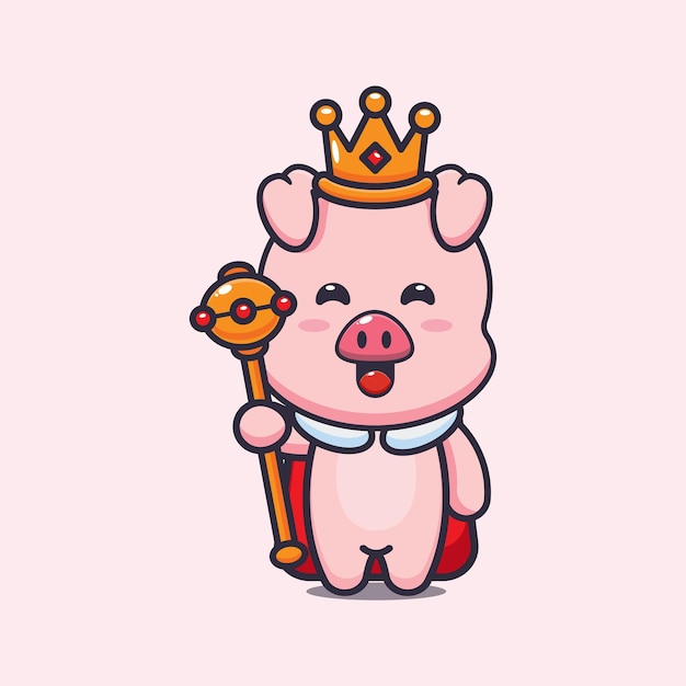 Cute pig king Cute cartoon animal illustration