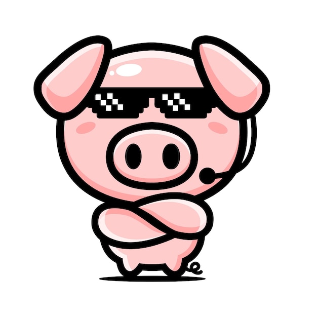 Cute pig mascot character design