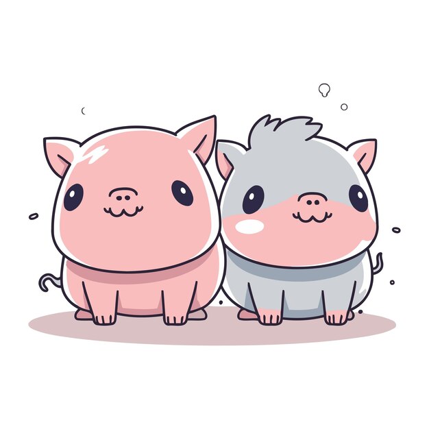 Vector cute pig and piggy vector illustration in cartoon style