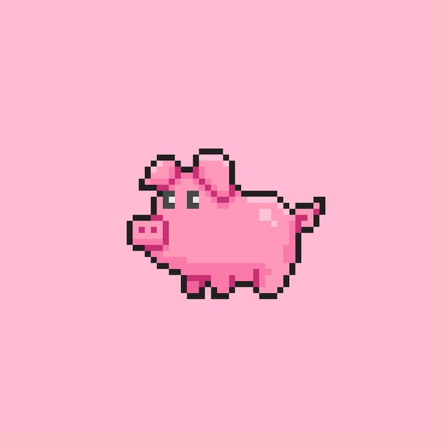 cute pig in pixel art style