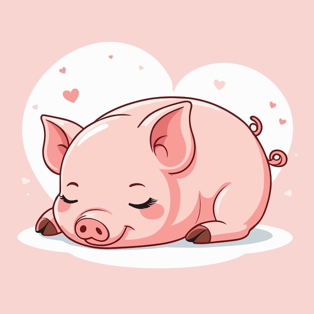 Cute pig sleeping cartoon illustration vector design