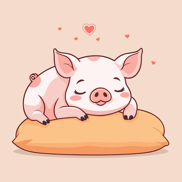 Cute pig sleeping cartoon illustration vector design