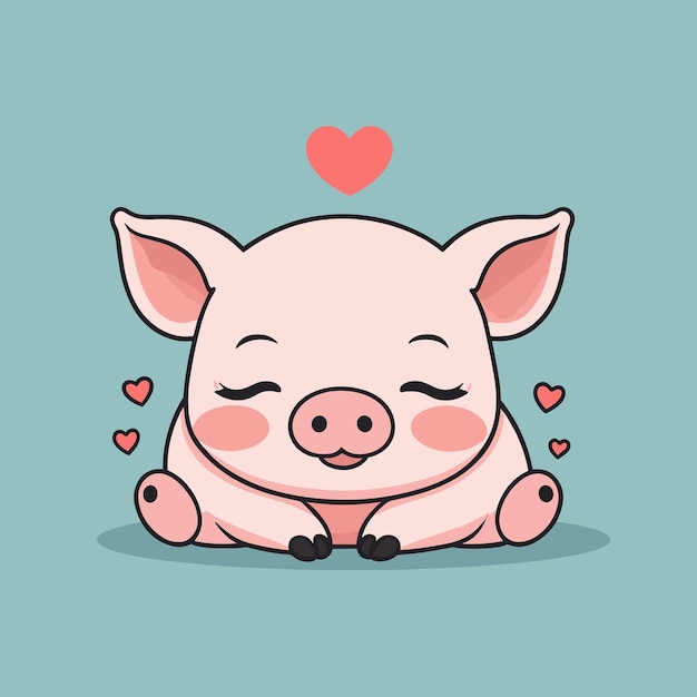 Cute pig sleeping cartoon illustration vector design