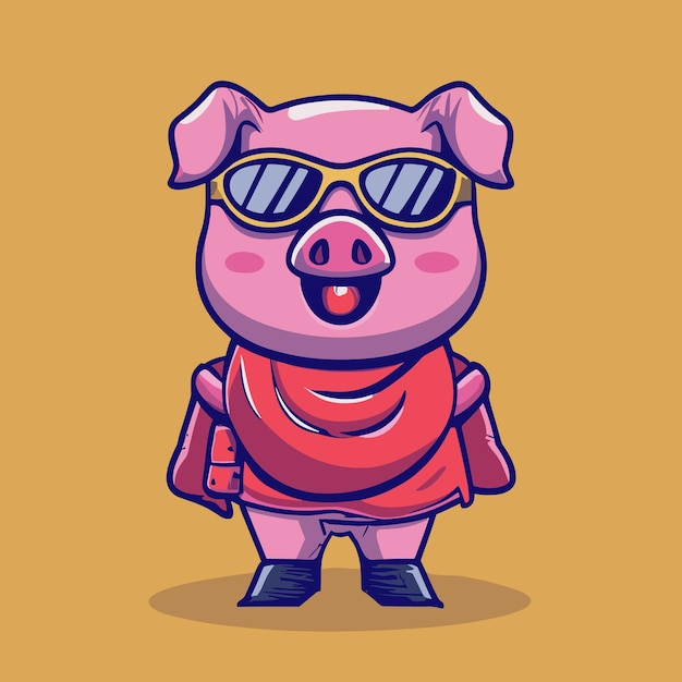 Vector cute pig vector illustration