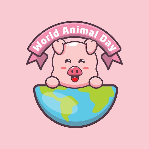 Cute pig in world animal day event