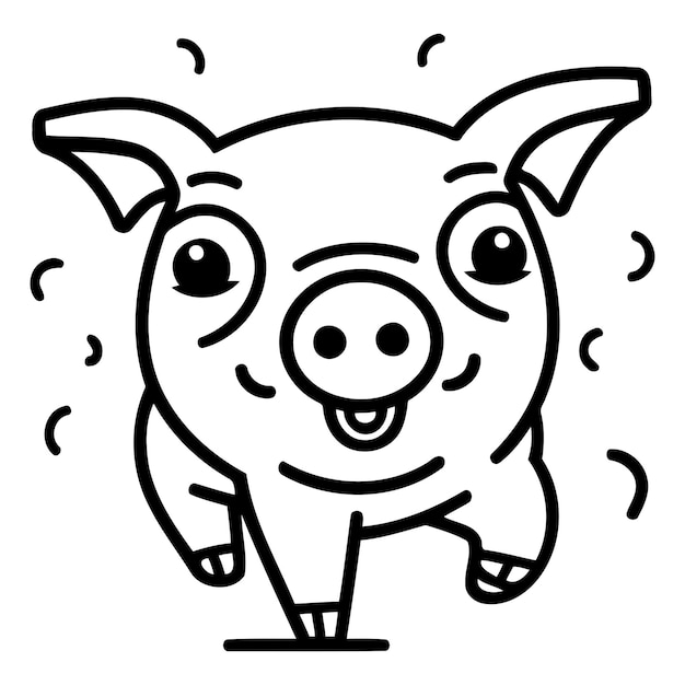 Cute piggy cartoon vector illustration Cute piggy funny character