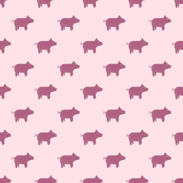 Cute pigs seamless pattern. Background of livestock animals .