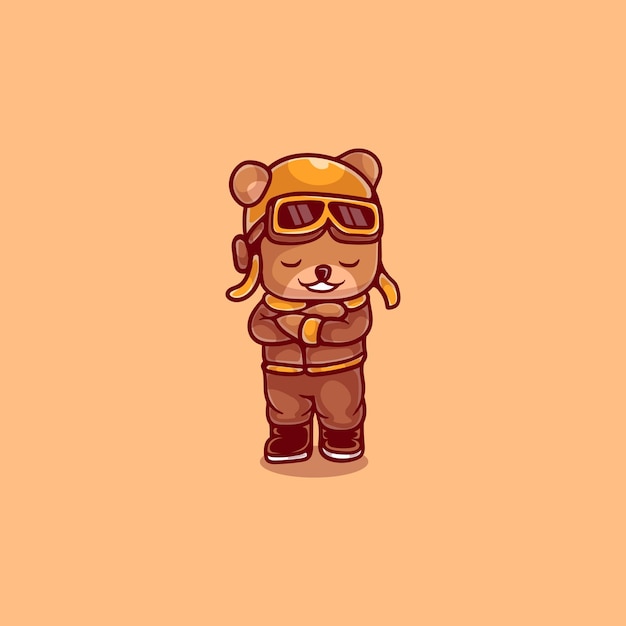 Cute pilot bear illustration