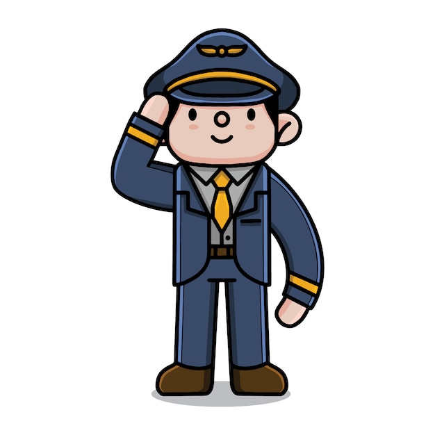 Cute pilot cartoon character