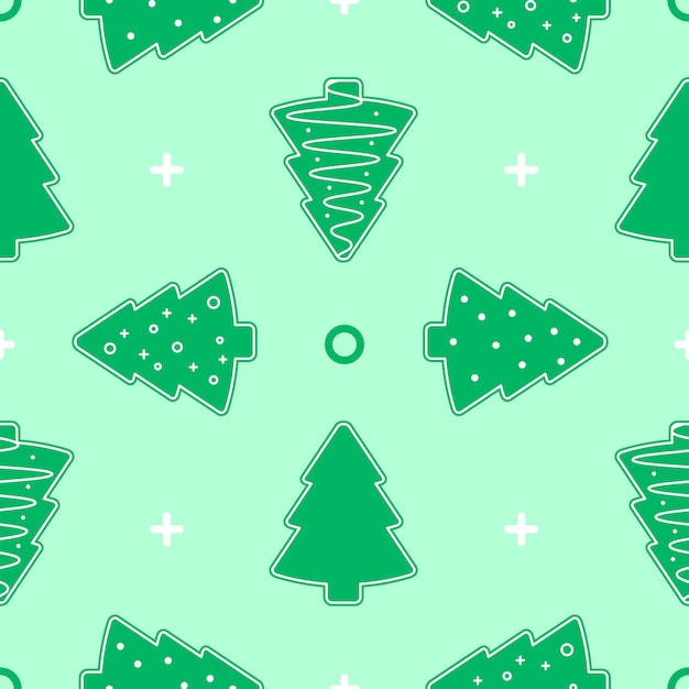귀여운 소나무 앰프 크리스마스 트리 쿠키 원활한 패턴
