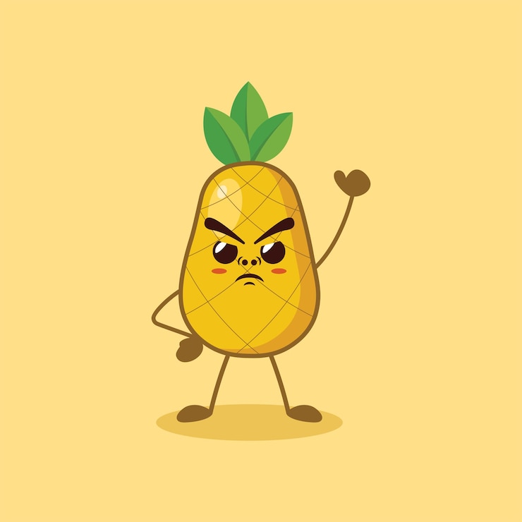 Vector the cute pineapple character is doing a good job