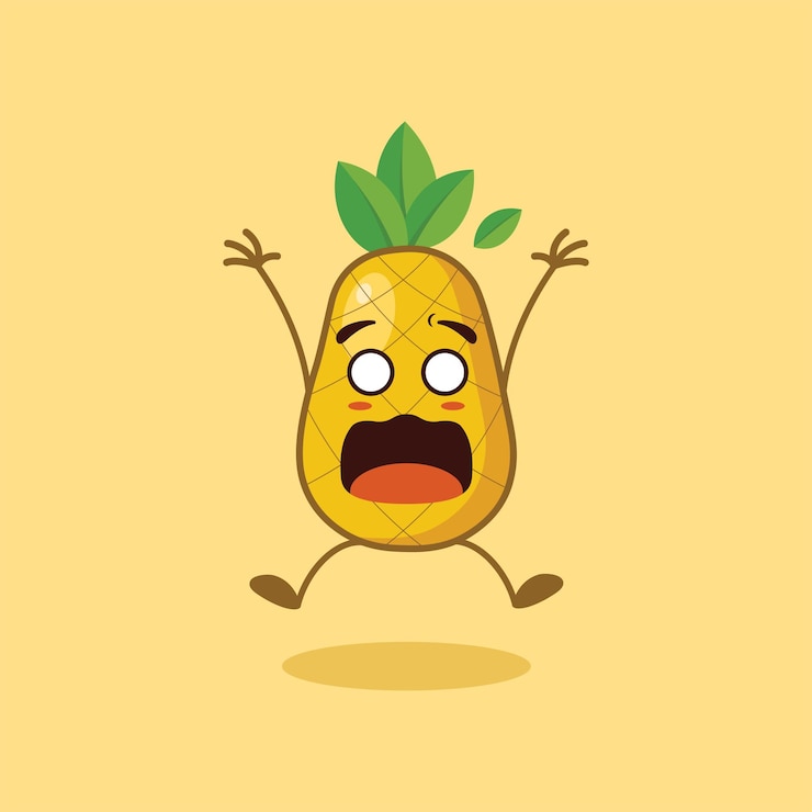 Vector the cute pineapple character is shocked