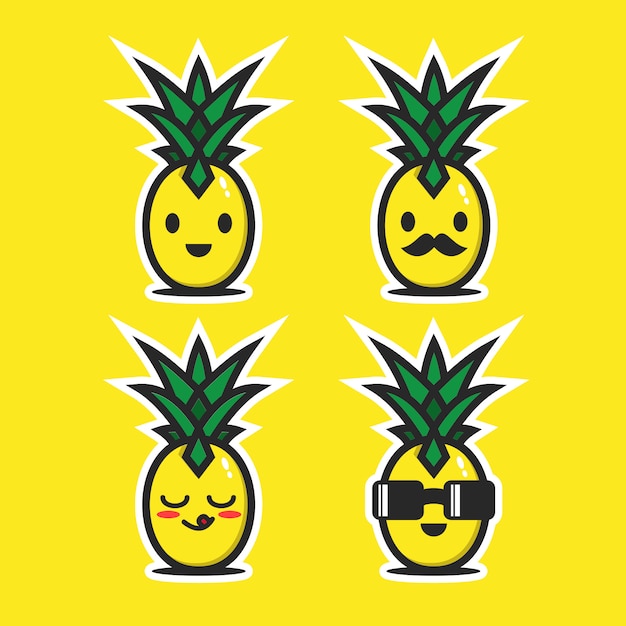 Vector cute pineapple character