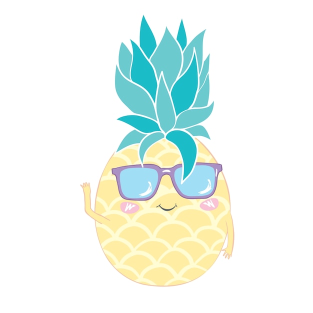 Cute pineapple in glasses