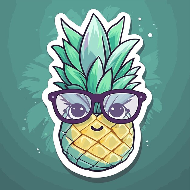 Vettore adesivo vettoriale disegnato a mano di ananas carino