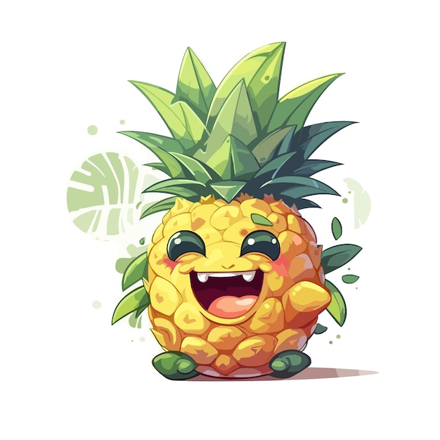 Vector cute pineapple kawaii character vector illustration