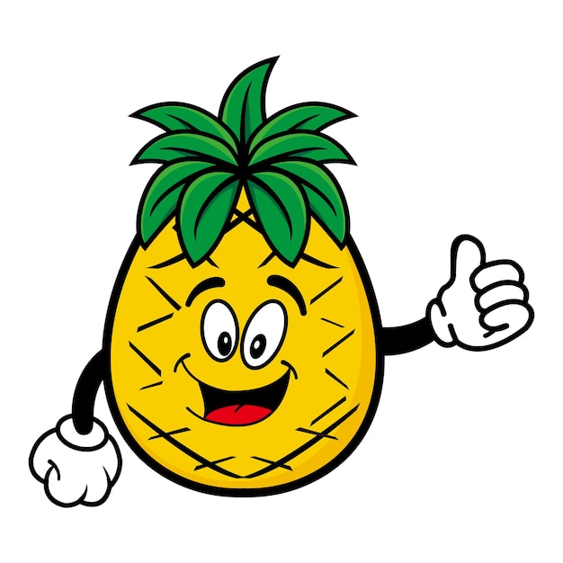 Cute pineapple mascot design character Isolated on a white background