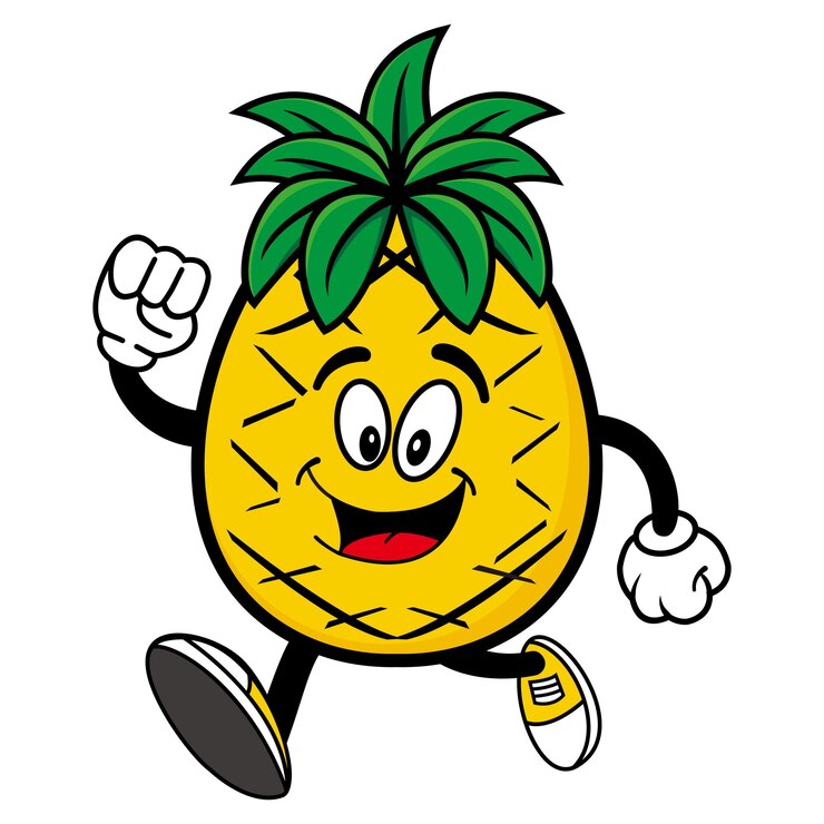 Vector cute pineapple mascot design character isolated on a white background