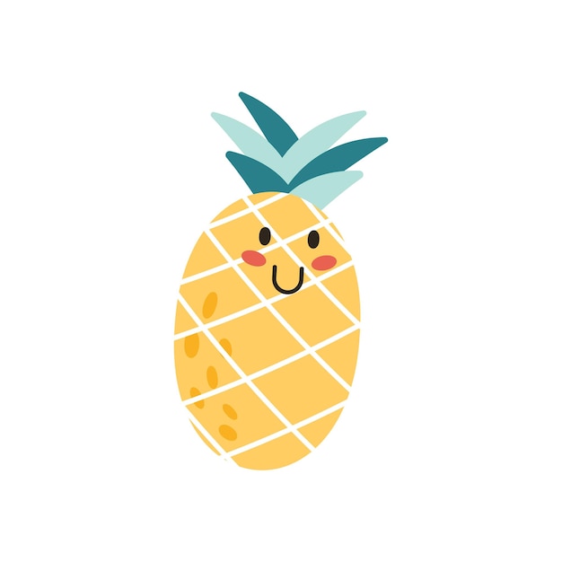 Cute Pineapple Vector Fruit Illustration