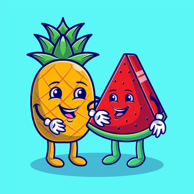 Cute pineapple and watermelon