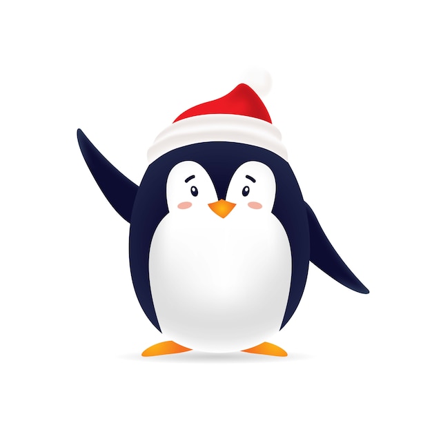 Cute pinguin with red cap