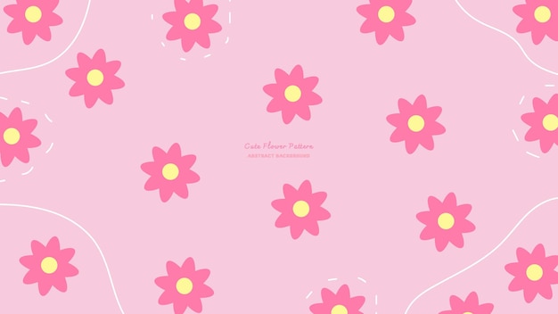 Vector cute pink abstract background with simple flowers pattern with bold pink petals