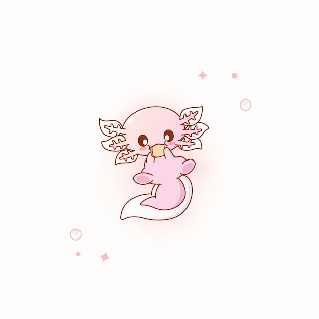 Vector cute pink axolotl vector illustration