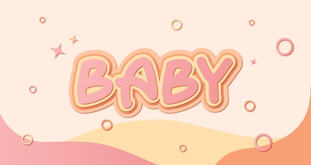 ベクトル 可愛いピンクの赤ちゃんのテキスト効果ベクトルテンプレート