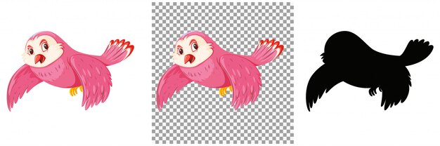 かわいいピンクの鳥の漫画のキャラクター