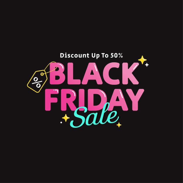 Vector cute pink black friday banner typography