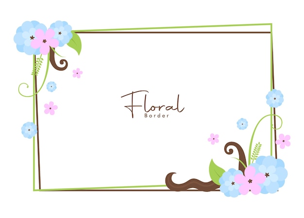 Cute Pink and Blue Floral Border