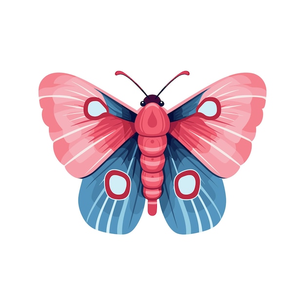 Cute pink boho moth with beautiful wings Summer butterfly Vector insect illustration isolated