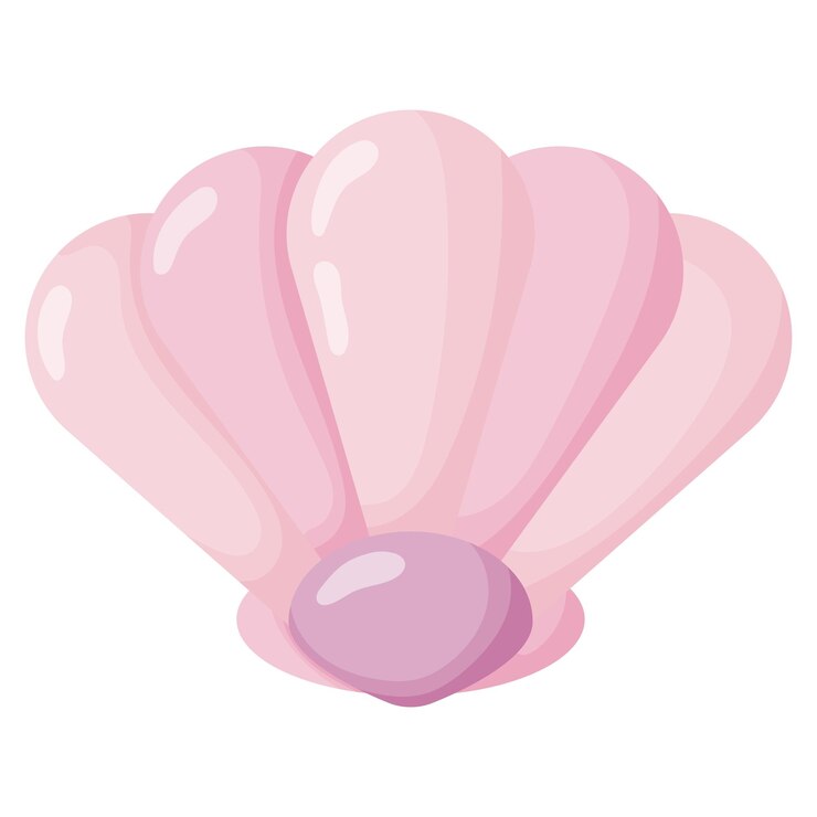Vector cute pink clam shell flat vector illustration