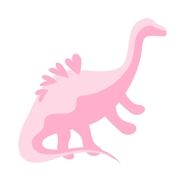 Cute pink dinosaur baby element for girls Decorative element pink dino with hearts on back